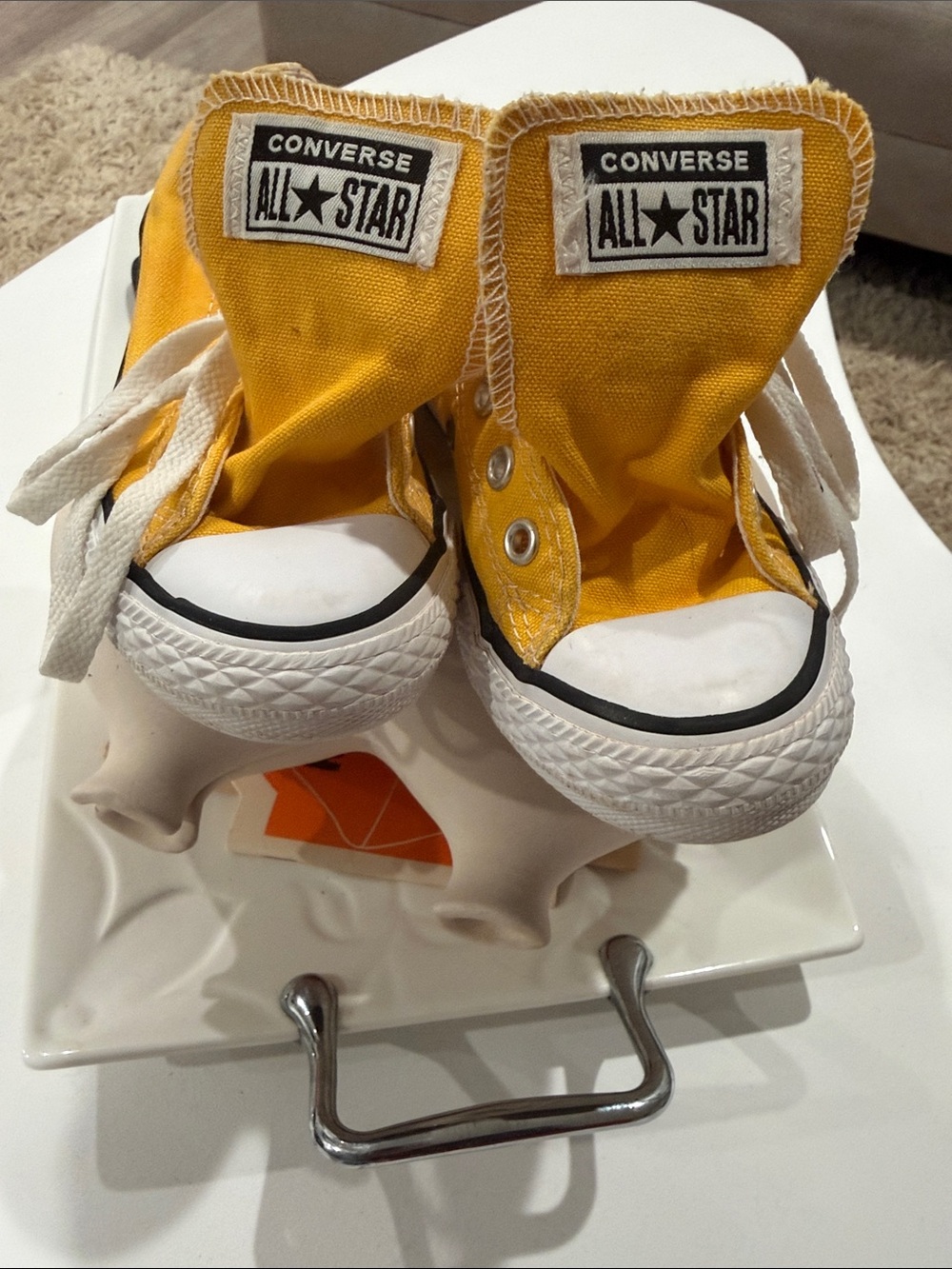Converse Yellow Canvas High Top Sneakers